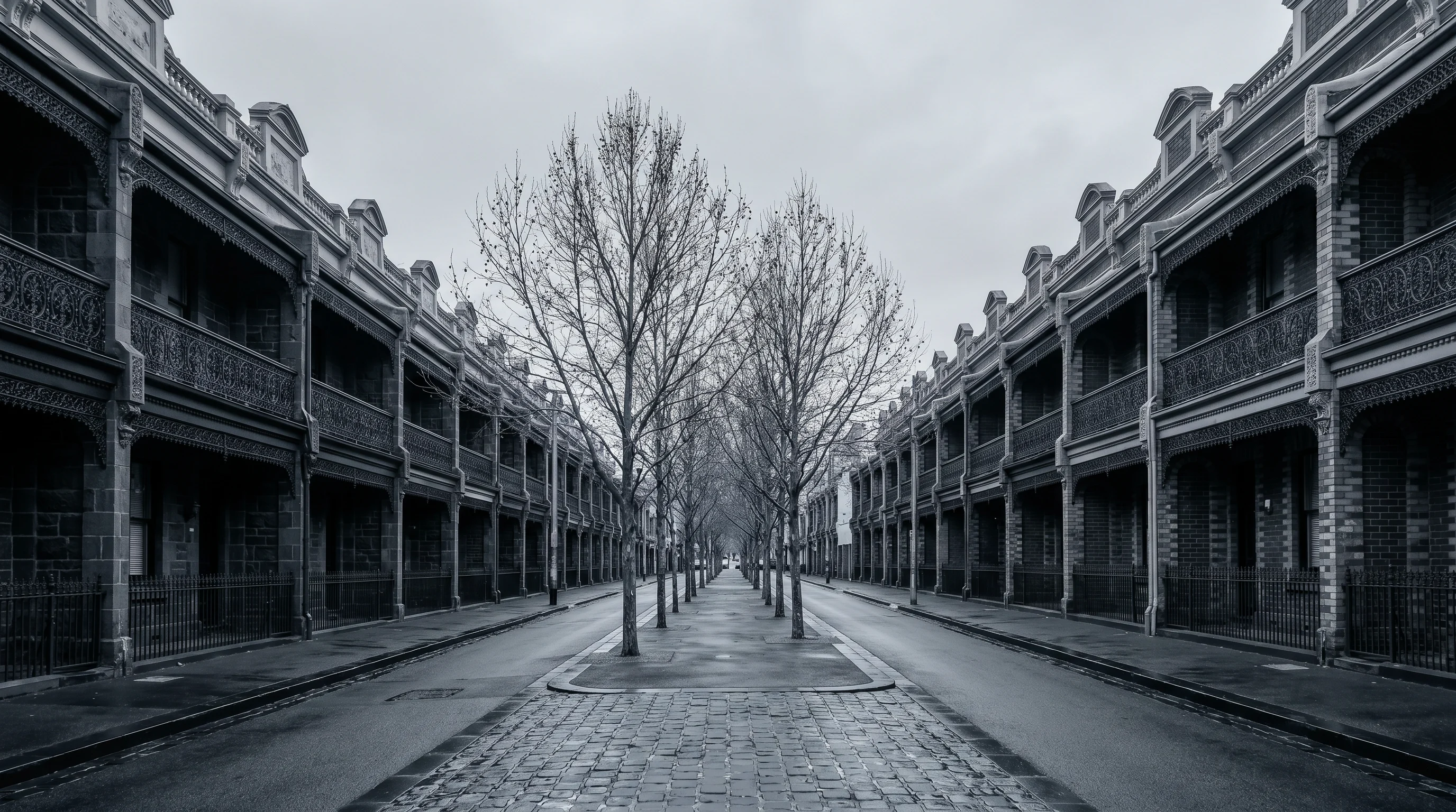A real street and building stock in Carlton, 3053