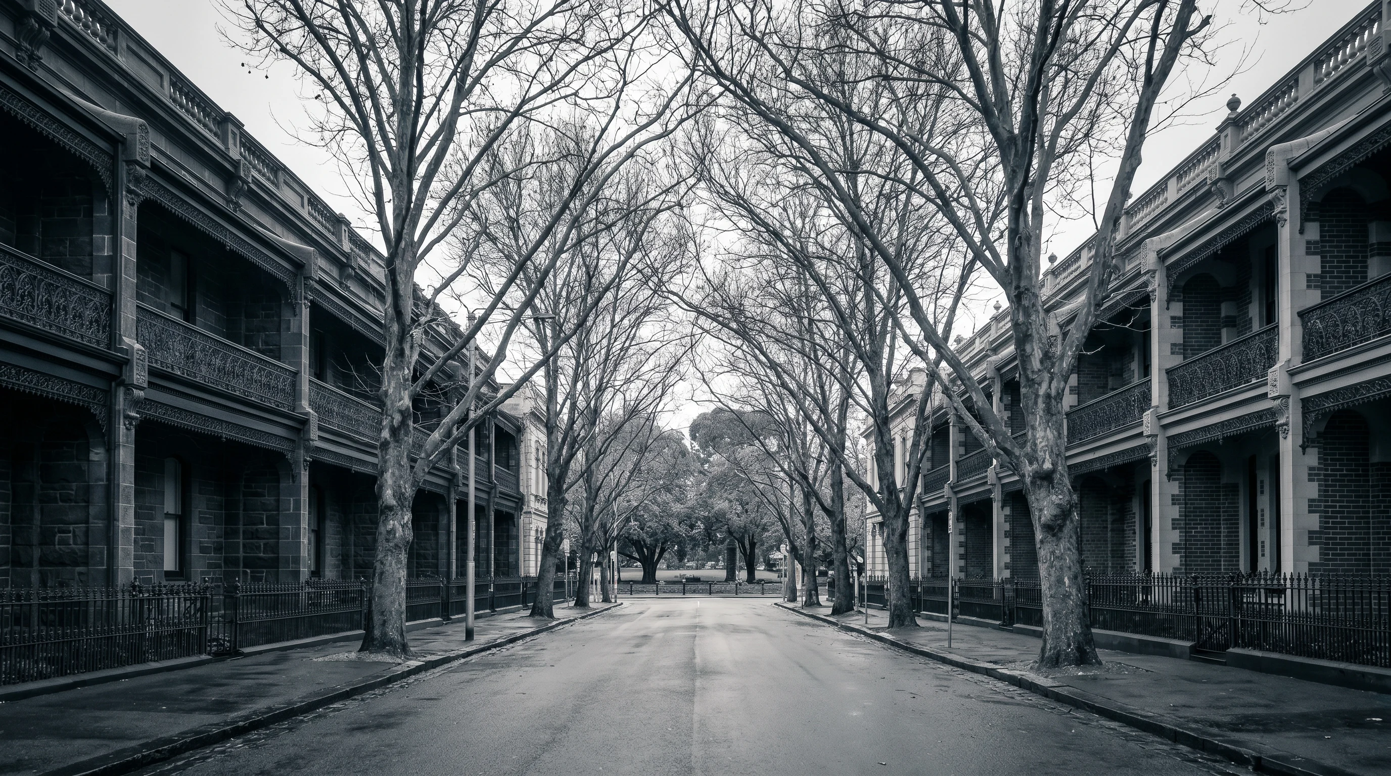 A real street and building stock in East Melbourne, 3002