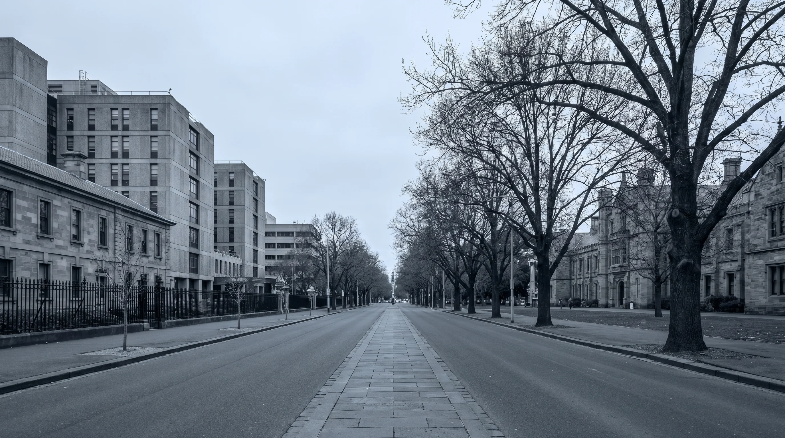A real street and building stock in Parkville, 3052